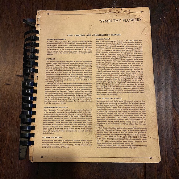 1960s Sympathy Flowers “COST CONTROL AND CONSTRUCTION MANUAL” - Picture 1 of 3